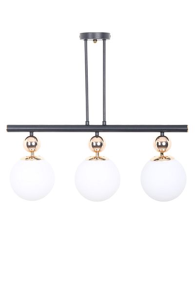 MŞ Aydınlatma Nota Black Gold 3 White Glass Chandelier