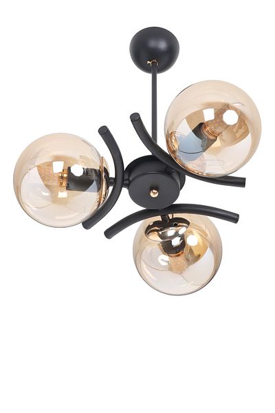 MŞ Aydınlatma Okka Black Gold 3 Honey Glass Chandelier