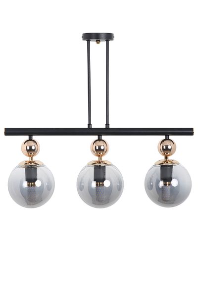 MŞ Aydınlatma Black Gold 3 Smoked Glass Note Chandelier