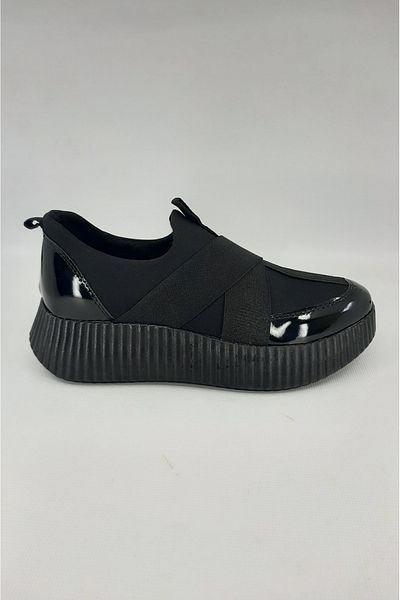 trender Black Patent Leather Women's Sneaker Sp120