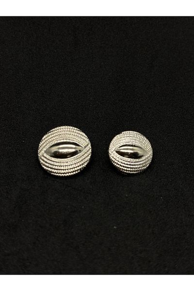BEİLYS COSMETİCS & ACCESSORY Silver Set of 6 Nickel Button Self-Engraved Design (Bd09)