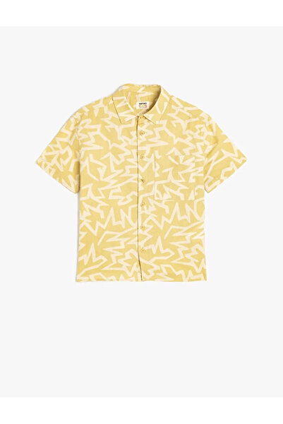 Koton Памучна риза с къс ръкав и шарка, зелена, за момче 5SKB60059TW