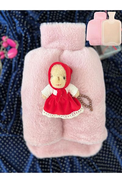 TREND COLOR Ramadan Special Dear Powder Pink Women's Hot Water Bagged Plush Teddy Bear Foot Warmer 2 Liters