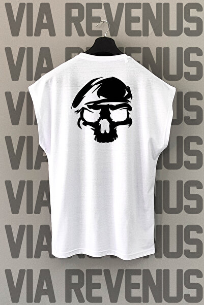 Vordevia Skull Soldier Back Štampano Zero Sleeve okrugla kragna Sportska majica