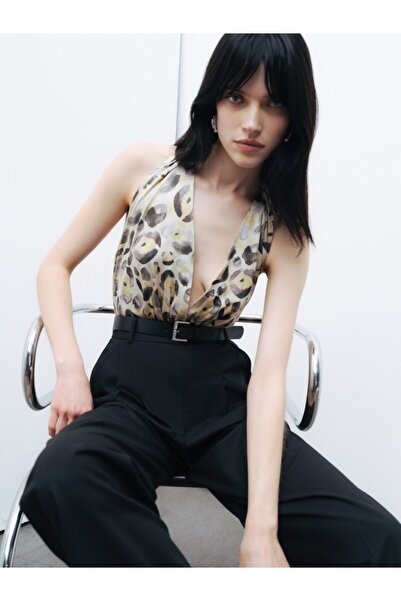 Nocturne Desenli Halter Yaka Body