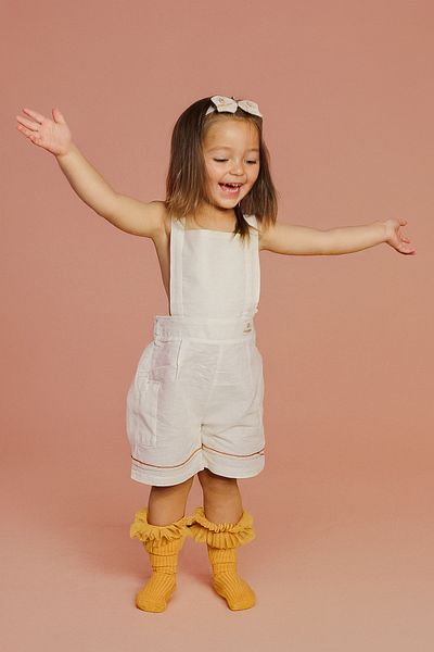 Gülümse Baby Short Sleeve Baby Slopet Suit Linen Fabric