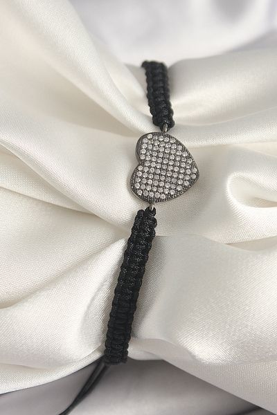 Skygo Brass Smoked Color Zircon Stone Heart Figure Elevator Macrame Model Women's Bracelet - Tj-Bb6794