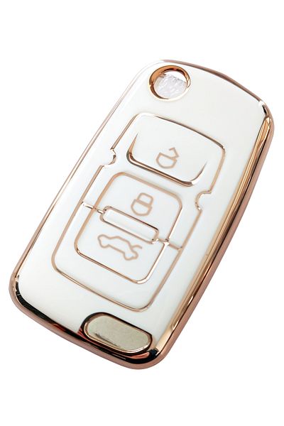 Kasey White Gold Geely Emgrand Compatible Nano Key Case and Remote Control Case