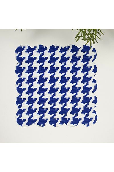 decofav Saks Blue Houndstooth Σχέδιο Laser Cut Υφασμάτινη Χαρτοπετσέτα Κοκτέιλ 1 Τεμάχιο