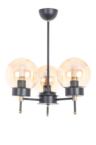 MŞ Aydınlatma Sindo Black Gold 3 Honey Glass Chandelier