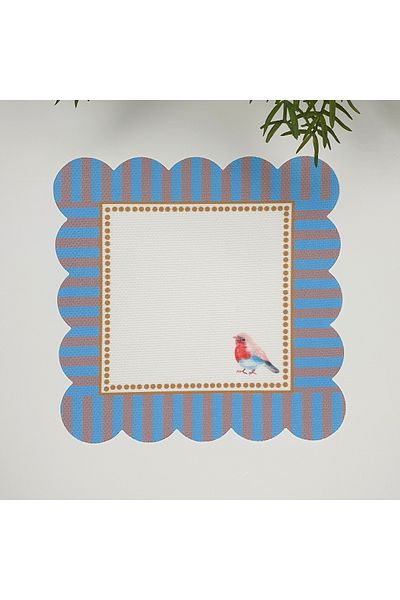 decofav Διακοσμητική χαρτοπετσέτα κοκτέιλ με μοτίβο λέιζερ με μπλε άκρη 1 τεμάχιο