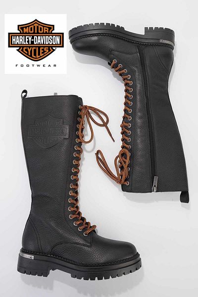 Harley Davidson Μαύρα γυναικεία μποτάκια & μποτάκια από γνήσιο δέρμα Hd0777002803