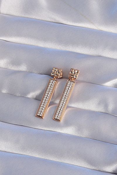 Skygo Xuping Rose Color Zircon Stone Waterway Earrings - Tj-Bkp9353