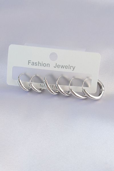 Skygo Brass Silver Color Oval Earring Set - Tj-Bkp8999