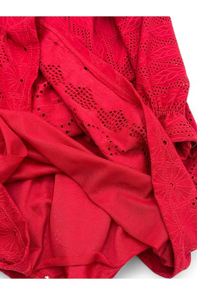 VEGAMOD Girl's Holiday Bow Detailed Lined Openwork Holes 3-4-5-6-7-8 Years Old Dress