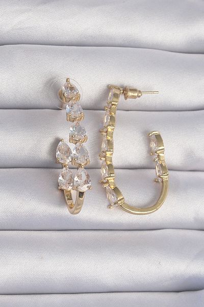 Skygo Brass Gold Earrings with Drop Zirconia - Tj-bkp9198