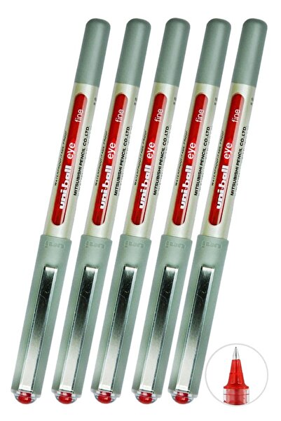 Artlantis Pix roșu cu vârf fin, 5 bucăți, Uniball Eye Fine, 0,7 mm, Pix cu ro...