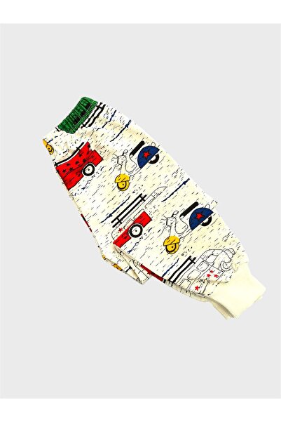 ALİŞ KİDS Set de pijamale de sezon pentru băiat, din bumbac, alb, cu mâneci lungi, cu model de mașină