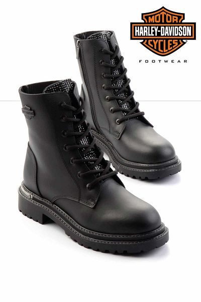 Harley Davidson Μαύρα Δερμάτινα Γυναικεία Μποτάκια & Μποτάκια HD 0777004203