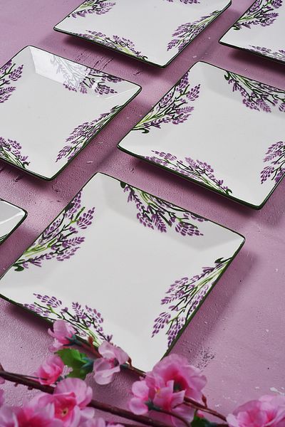 Piatti Naturali Special Handmade Lavender Pattern 6-Piece Dessert Plate Set 15 cm