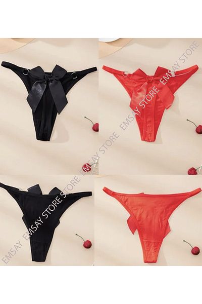 Emsay Store Set de 2 chiloți sexy cu fundă disponibilă în mărime mare
