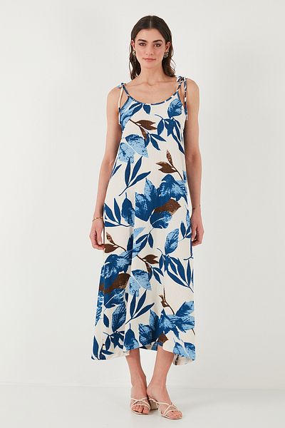 Lela Φόρεμα μίντι μήκους με μοτίβο Oversize Fit με δεμένο σχοινί με στρογγυλή λαιμόκοψη 5869022