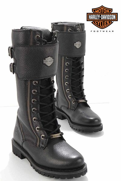 Harley Davidson Γυναικείες μαύρες δερμάτινες μπότες - HD0777060603 Model Bootie