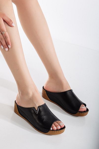 By Yağlıoğlu Ygzt02 Genuine Leather Orthopedic Anatomical Extra Comfortable Heel Spur Slippers