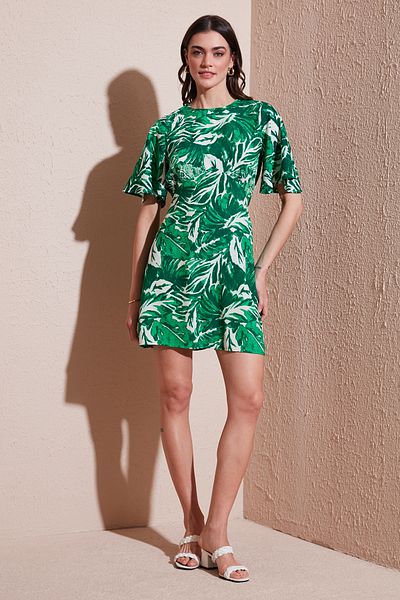 Lela Patterned Regular Fit Crew Neck Mini Dress Dress 6789814