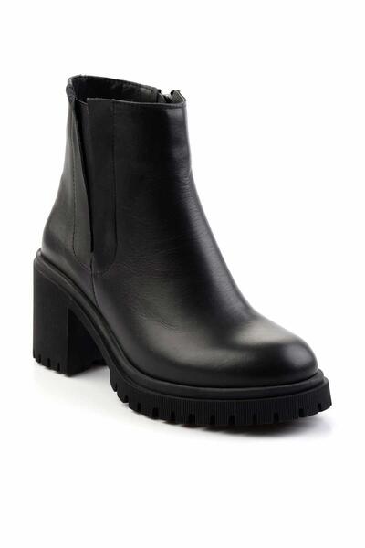 Bambi Siyah Hakiki Deri Kadın Bot & Bootie K02041200303