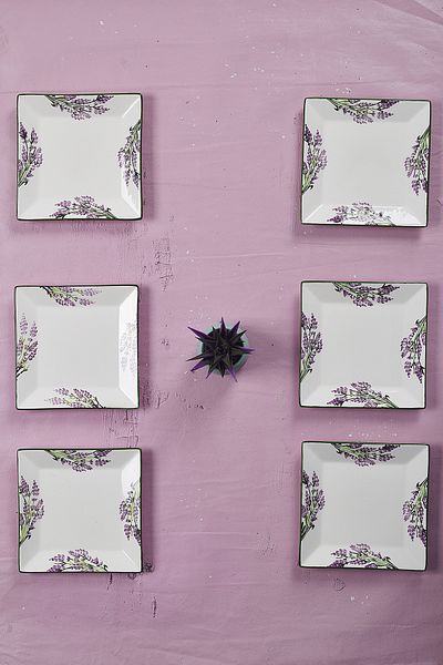 Piatti Naturali Set of 6 Stylish Design Handmade Lavender Pastry Plates Presentation Set Serving Plates Dessert Plate 20cm