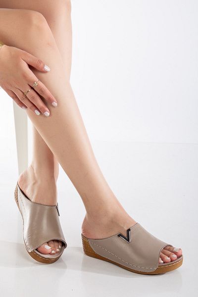 By Yağlıoğlu Ygzt02 Genuine Leather Orthopedic Anatomical Extra Comfortable Heel Spur Slippers