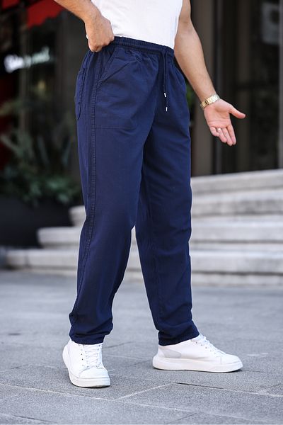YXC Trend Maker Men's Relaxed Fit Summer Linen Blend Relaxed Trousers