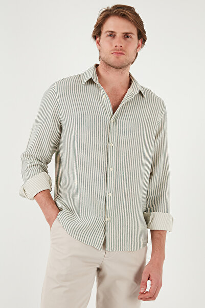 Buratti Striped Regular Fit Cotton Long Sleeve Shirt Men's Shirt Cf25S 129721