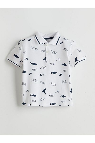 LC Waikiki New Season Polo Collar Printed Baby Boy T-Shirt and Shorts 2-Piece Set - S5I696Z1