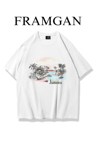 Framgan Tricou oversize alb cu imprimeu la modă de vară unisex