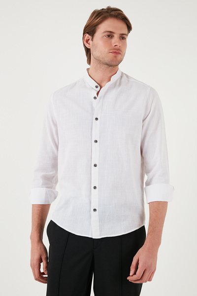 Buratti Linen Look Cotton Regular Fit Judge Collar Shirt Men's Shirt Cf25S 112637