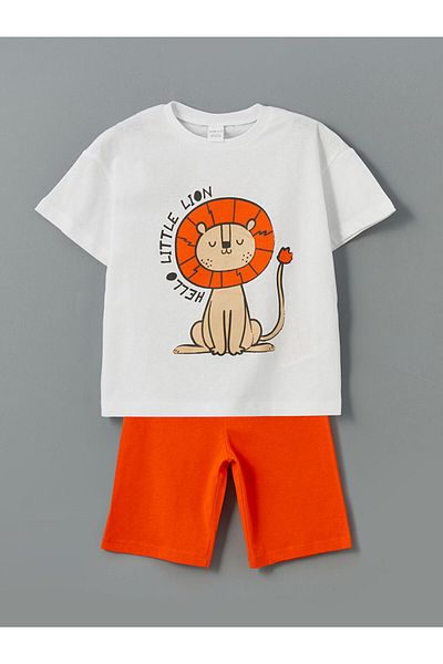LC Waikiki Lcw Printed Boys' T-Shirt and Shorts 2-Piece