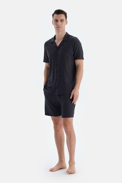 Dagi Σετ πιτζάμες σορτς πουκάμισο με ρίγες Navy Blue