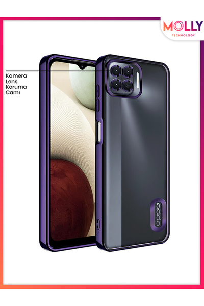 Molly Oppo RENO 4 LİTE İçin Kenarları Derin Mor Lens Koruyuculu Lou Lazer Şef...