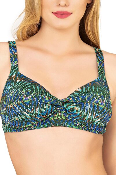 Endeep Kadın Yüksek Bel Toparlayıcı Yeşil Parıltılı Bikini Takımı