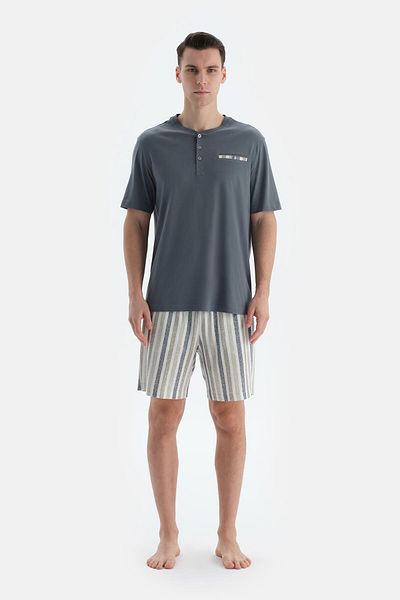 Dagi Σετ πιτζάμα με μπλουζάκι με λεπτομέρεια Indigo Patch and Flannel Pocket