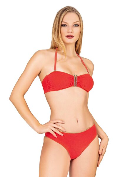 Endeep Women's Pomegranate Flower Textured Strapless Bikini Set with U Access...