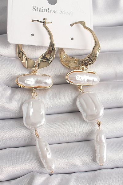 Skygo Gold Color Brass Crush Pearl Model Women's Earrings - Tj-Bkp10074