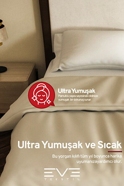 Eve Tekstil Cotton Antiallergic Modern Duvet Cover Quilt Cover 240X260 cm