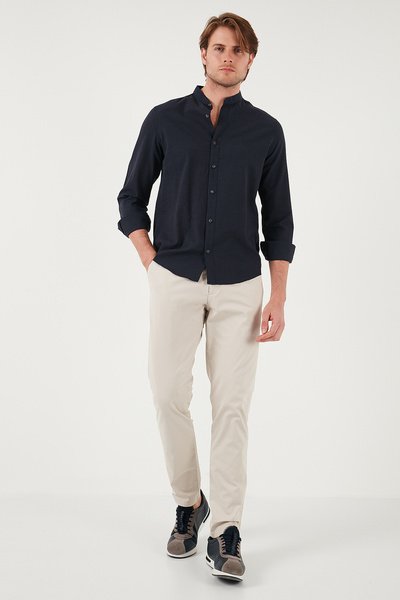 Buratti Сорочка з бавовняної тканини з ефектом льону, прямий крій, комір-стійка Чоловіча сорочка CF25S112637