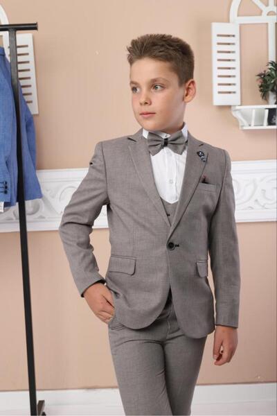 REMA STİL Erkek Çocuk Takım Elbise Ceket Yelek Pantolon Gömlek Set