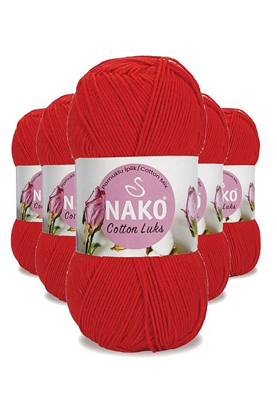 NAKO Alray 5 Pieces Cotton Luxury Vest Tunic Sweater Blouse Cardigan Yarn Wool Red 97573
