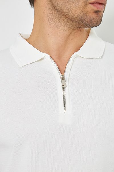 ZİNOX Men's Summer Comfortable and Trendy Polo Collar and Vertical Zipper Classic Short Sleeve Sweater
