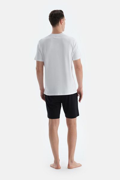 Dagi Burgunderrot-schwarze Shorts aus doppelt gestricktem Baumwoll-Modal